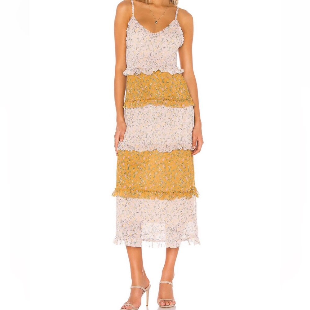 Show Me Your Mumu Emira pleated Maxi/Midi Dress in itsy ditsy floral